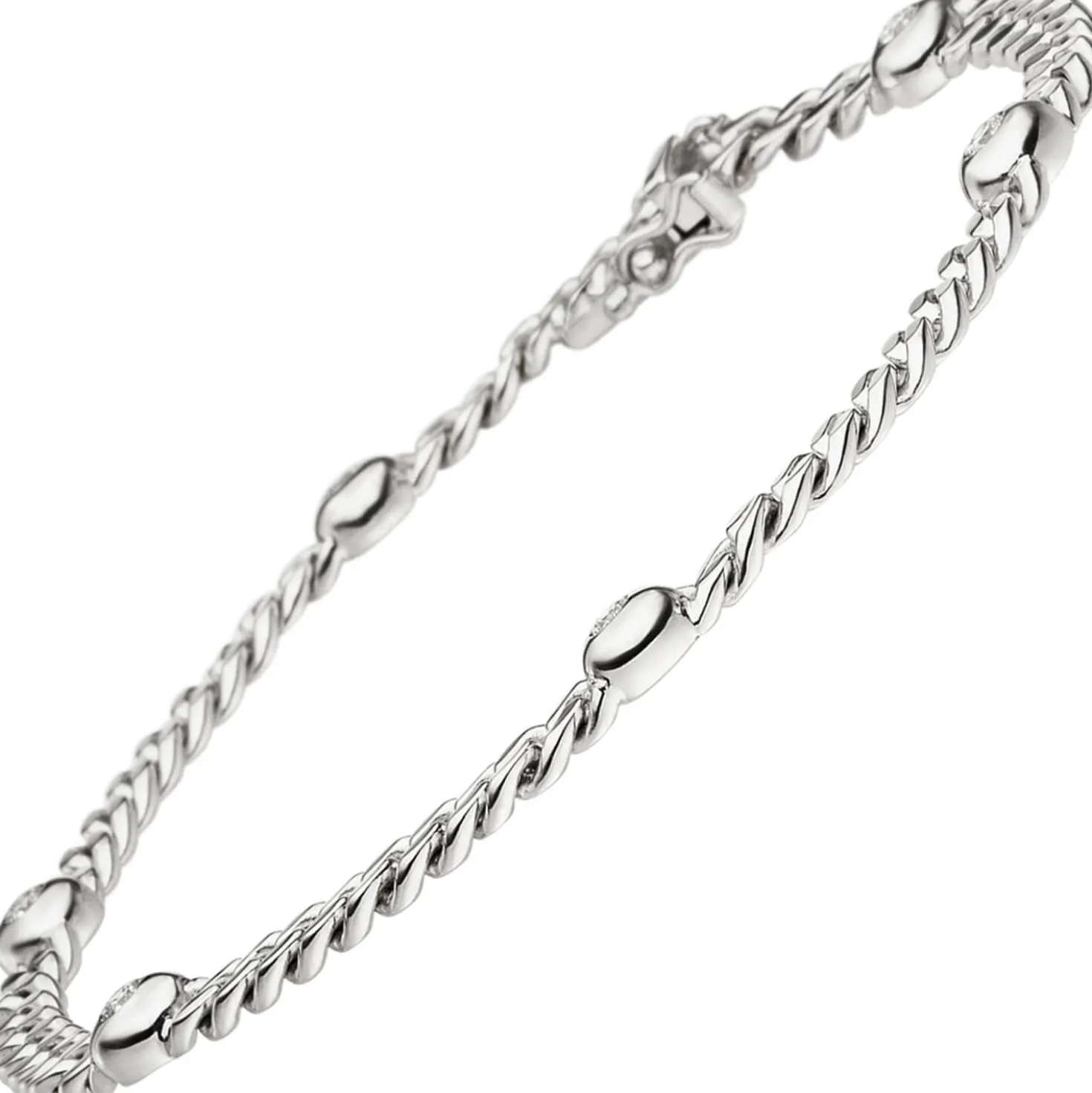Armband Armkette 6 Diamanten 0.3Ct Brillanten 585 Gold Weißgold 19cm