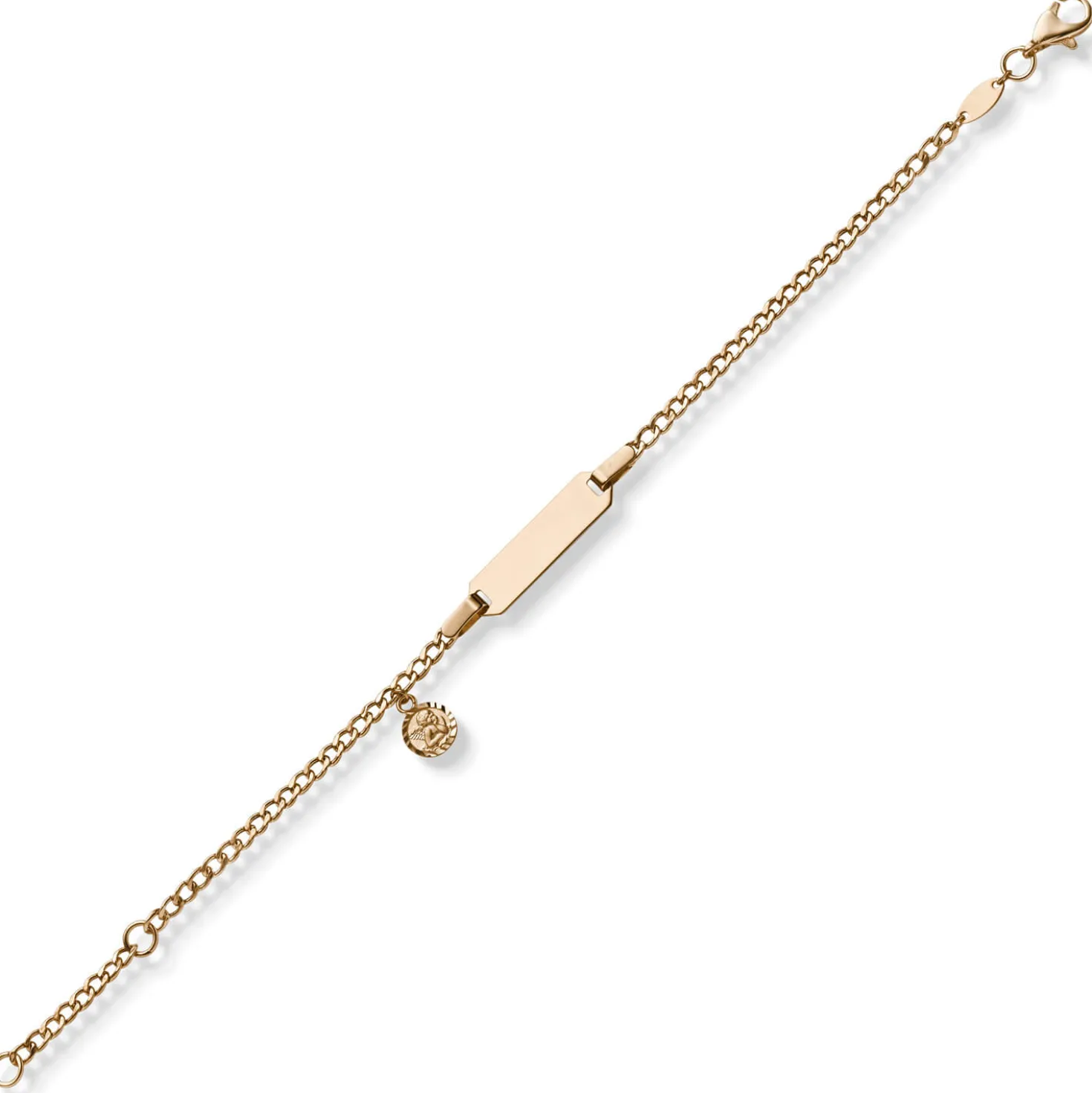 Armband Armkette Engel Schutzengel 585 Gold Rotgold 16cm Identbändchen Kinder