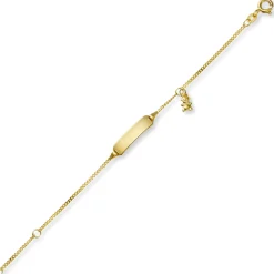 Armband Armkette mit Bärchen 585 Gelbgold 14-16cm Identbändchen für Kinder
