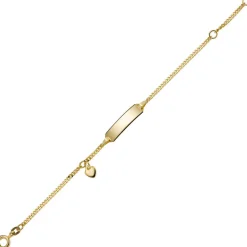 Armband Armkette mit Herz 585 Gold Gelbgold 16cm Identbändchen für Kinder