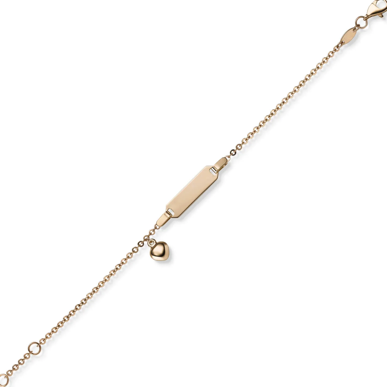 Armband Armkette mit Herz 585 Gold Rotgold 16cm Identbändchen für Kinder