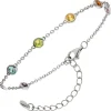 Armband Armkette mit 7 Zirkonia bunt 925 Silber rhodiniert 15-19,5cm