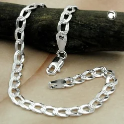 Armband Armkette Panzerarmband flach Muster 925 Silber 19cm Silberarmband