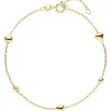 Armband Armkette Rundankerkette mit Kugeln & Herzen 925 Silber vergoldet 17-19cm