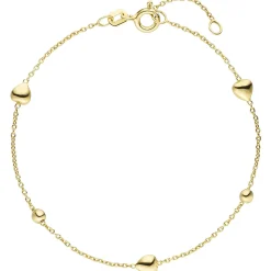 Armband Armkette Rundankerkette mit Kugeln & Herzen 925 Silber vergoldet 17-19cm