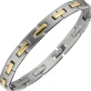 Armband Armreif aus Edelstahl bicolor teilmattiert Armschmuck 21cm schlicht flach