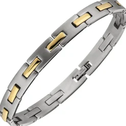 Armband Armreif aus Edelstahl bicolor teilmattiert Armschmuck 21cm schlicht flach