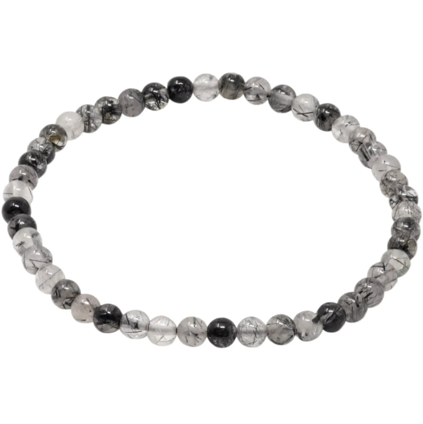 Armband Armschmuck aus Turmalinquarz grau-schwarz Ø4mm endlos dehnbar 18,5cm