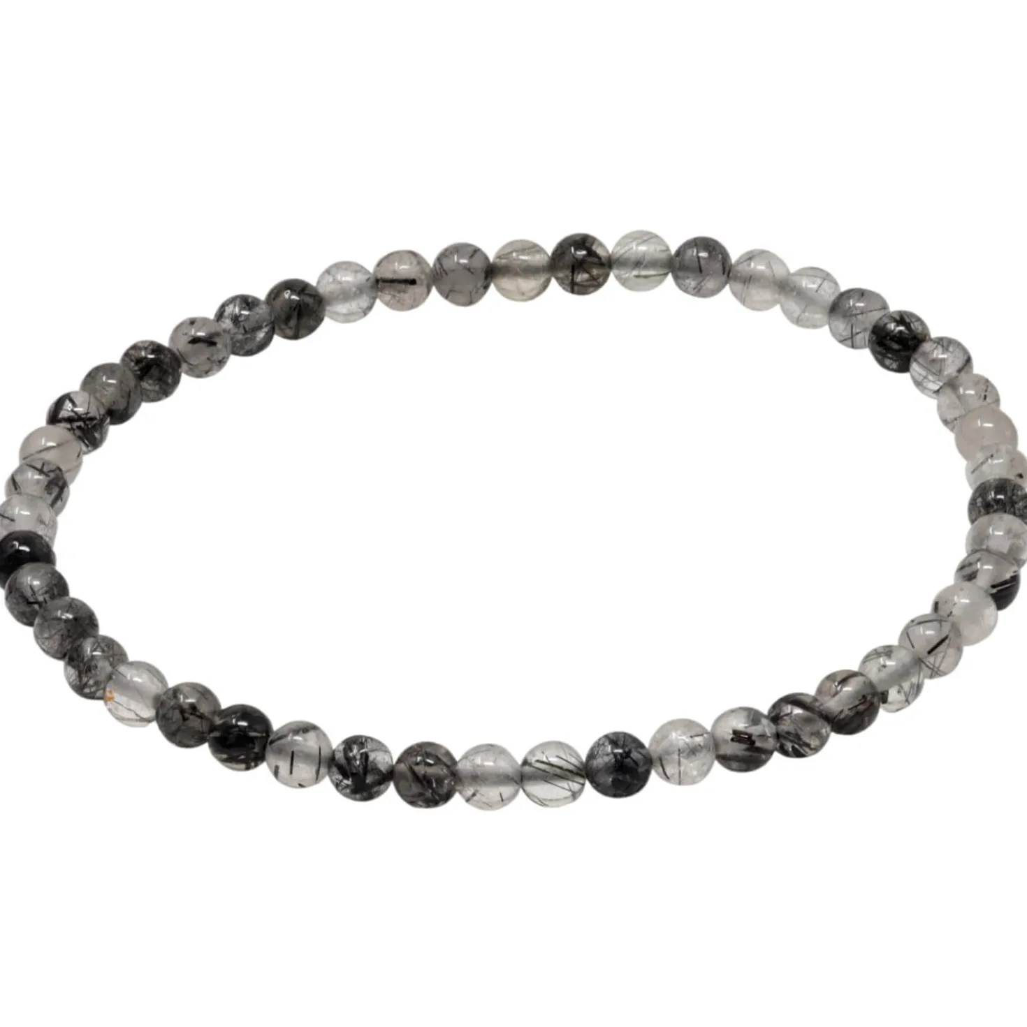 Armband Armschmuck aus Turmalinquarz grau-schwarz Ø4mm endlos dehnbar 18,5cm