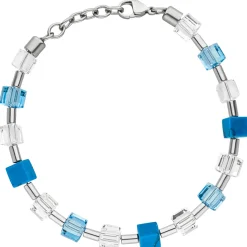 Armband Armschmuck Kristallsteine Türkis-Würfel & Zylinder aus Edelstahl 19-21cm