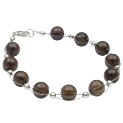 Armband aus echtem Rauchquarz braun, 925 Silber Armkette Armschmuck für Damen