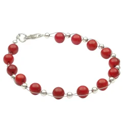 Armband aus echter Bamboo-Koralle rot Armschmuck Armkette Damen