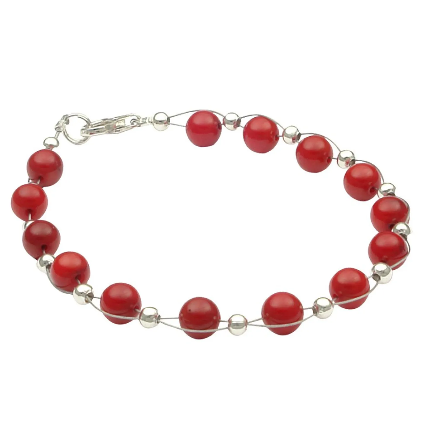 Armband aus echter Bamboo-Koralle rot Armschmuck Armkette Damen