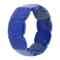 Armband aus Edelstein Lapis-Lazuli 25mm breit Naturstein blau glatt dehnbar Ø6cm