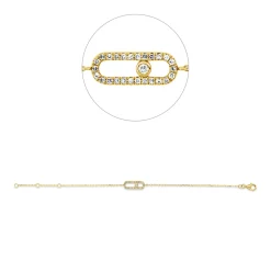 Armband aus 750 Gelbgold 1 Brillant 0,02ct TW-PI 26 Diamanten 0,12ct W-SI