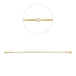 Armband aus 750 Gelbgold 7 Diamanten Smaragd-Schliff 1,42ct TW-SI B:3,9mm L:18cm