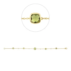 Armband aus 750 Gelbgold 5 Peridote 2,13ct 4 Brillanten 0,06ct TW-SI B:6,7mm L:19cm