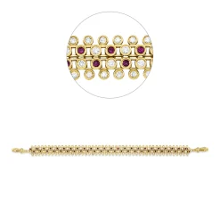 Armband aus 585 Gelbgold 48 Rubine 0,97ct rot 168 Diamanten 2,15ct TW-SI