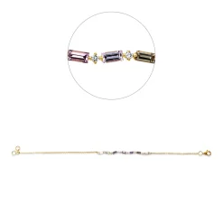 Armband aus 750 Gelbgold 7 Saphire 0,94ct mehrfarbig 10 Brillanten 0,14ct I-SI