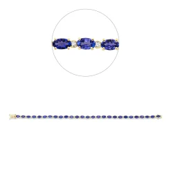 Armband aus 585 Gelbgold 27 Tansanite 6,38ct blau 27 Brillanten 0,49ct TW-SI