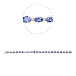 Armband aus 585 Gelbgold 22 Tansanite 10,7ct blau 22 Brillanten 0,48ct TW-SI