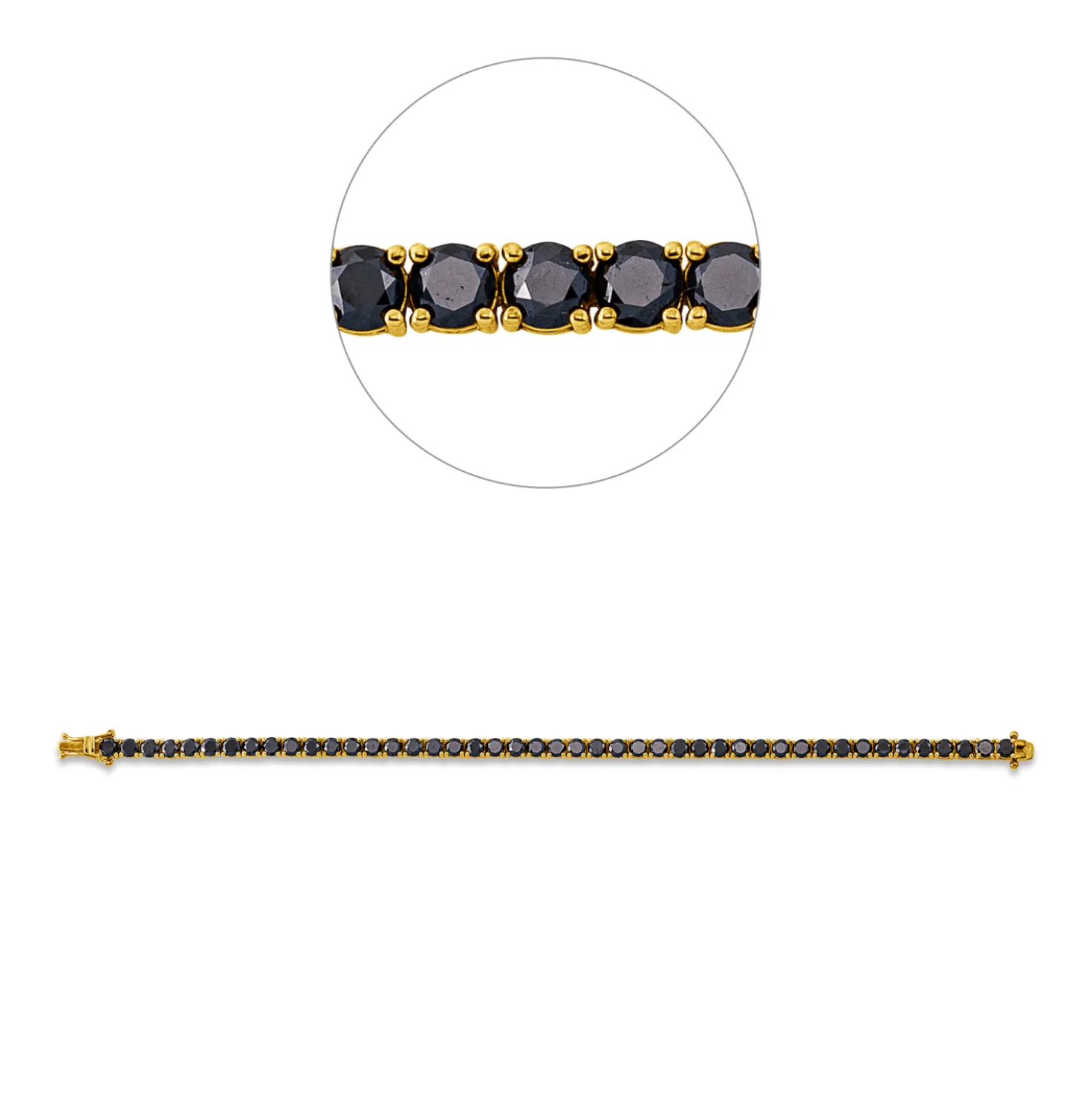 Armband aus 750 Gold Gelbgold 45 Brillanten 10,2ct schwarz L:18,5cm