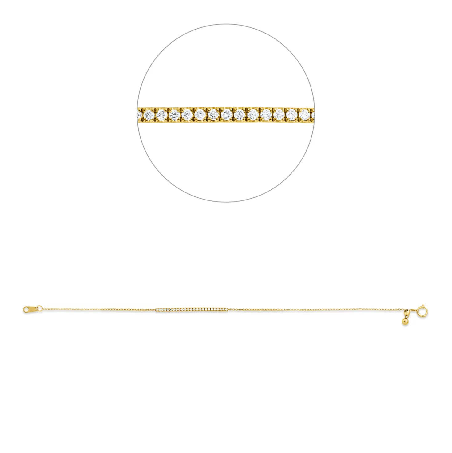 Armband aus 750 Gold Gelbgold 25 Brillanten 0,15ct TW-PI B:34,4mm L:17,8cm