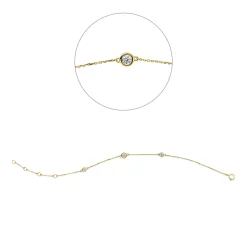 Armband aus 750 Gold Gelbgold 3 Brillanten 0,21ct TW-SI B:4mm L:18cm Zarge
