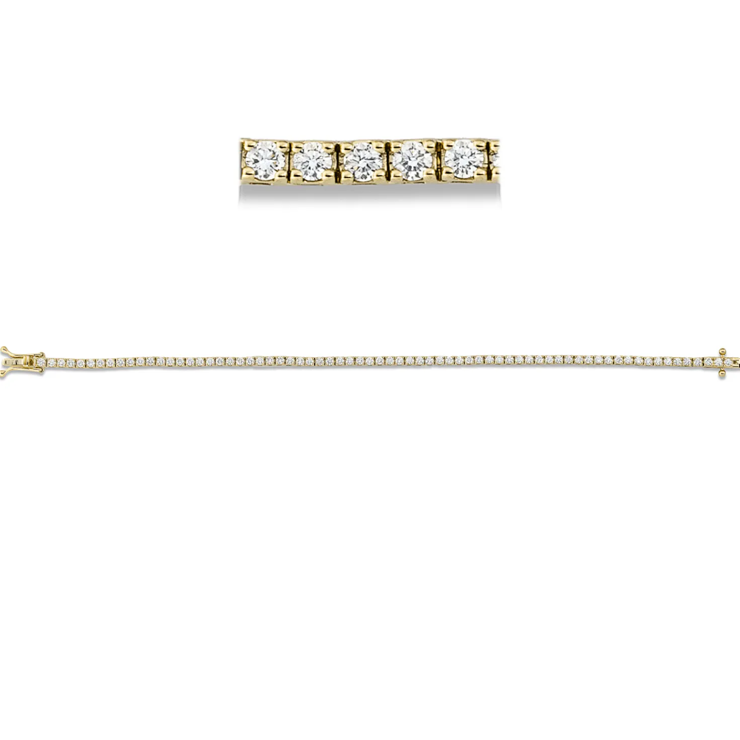 Armband aus 750 Gold Gelbgold 70 Brillanten 2,08ct TW-SI L:18cm 4er-Krappe