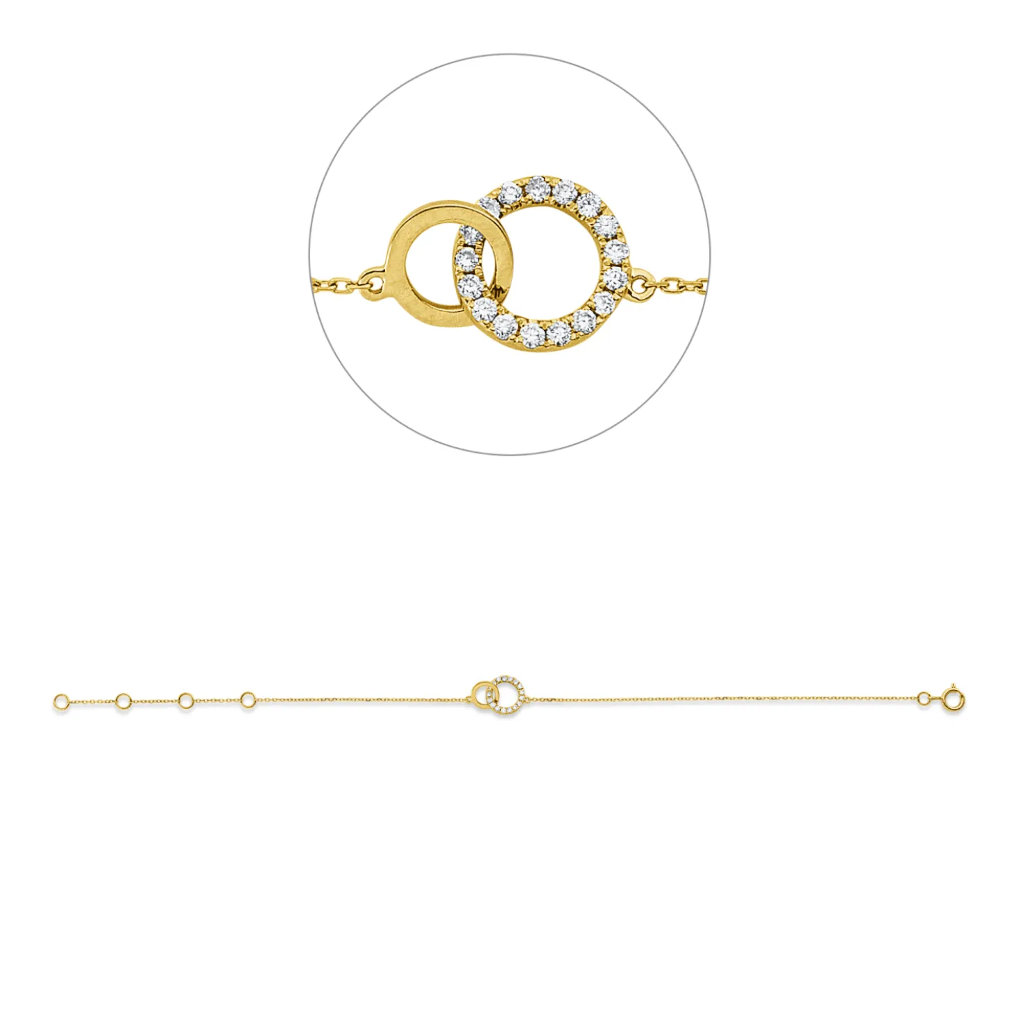 Armband aus 750 Gold Gelbgold 17 Brillanten 0,1ct W-SI L:18cm