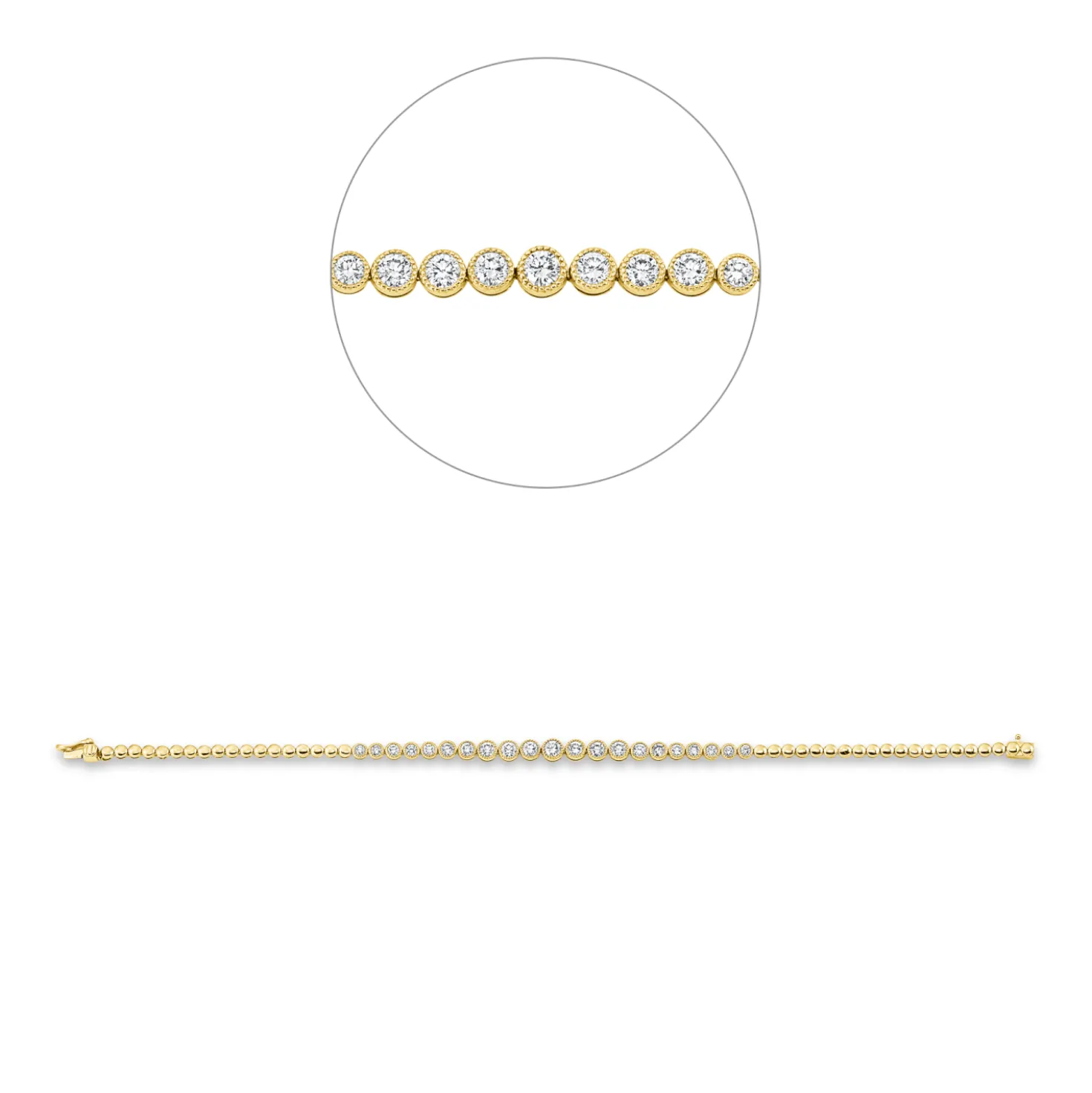 Armband aus 750 Gold Gelbgold 21 Diamanten 1,57ct TW-SI B:4,3mm L:17,8cm Zarge