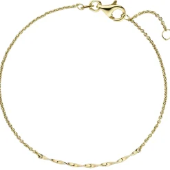 Armband aus 585 Gold Gelbgold glänzend mittleres Teil gedreht 15,5-17,5cm