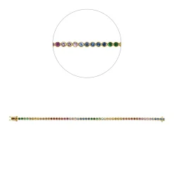 Armband aus 750 Gold Gelbgold 56 Saphire 3,78ct mehrfarbig B:3mm L:17,8cm