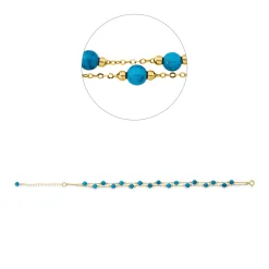 Armband aus 750 Gold Gelbgold 18 Türkise 5,6ct blau B:4,1mm L:22cm