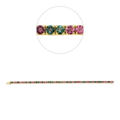 Armband aus 750 Gold Gelbgold 51 Turmaline 5,8ct grün B:3mm L:17,1cm 4er-Krappe