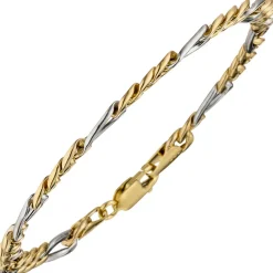Armband aus 333 Gold, Gelbgold & Weißgold, bicolor, Goldarmband, 19cm
