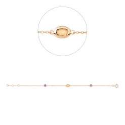 Armband aus 750 Gold Rotgold 3 Amethyste 0,41ct lila L:18cm