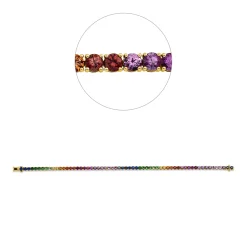 Armband aus 750 Gold Rotgold 61 Saphire 7,08ct mehrfarbig B:2,7mm L:18cm