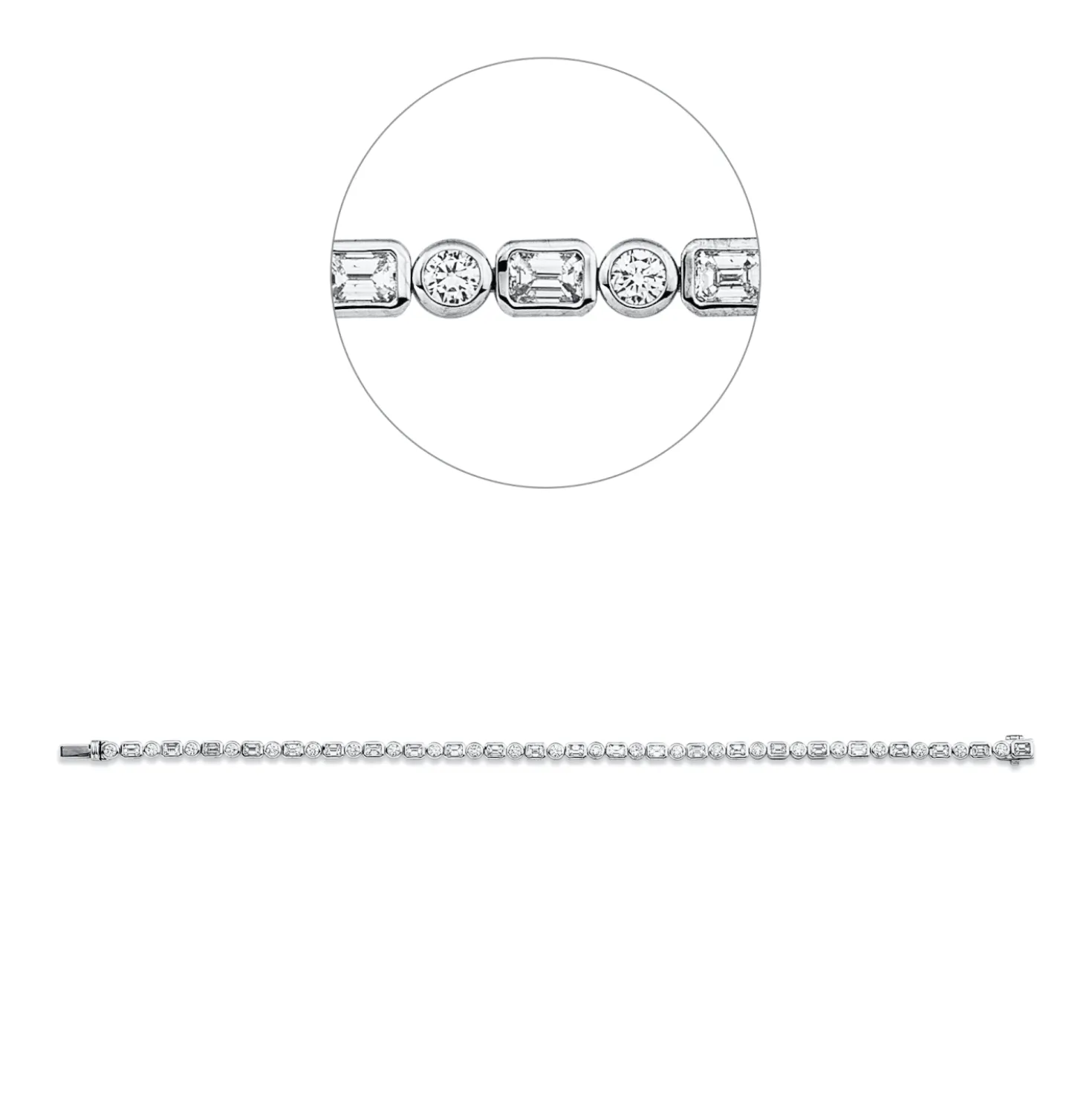 Armband aus 950 Gold weiß 46 Diamanten 3,68ct TW-SI B:3,4mm L:18cm