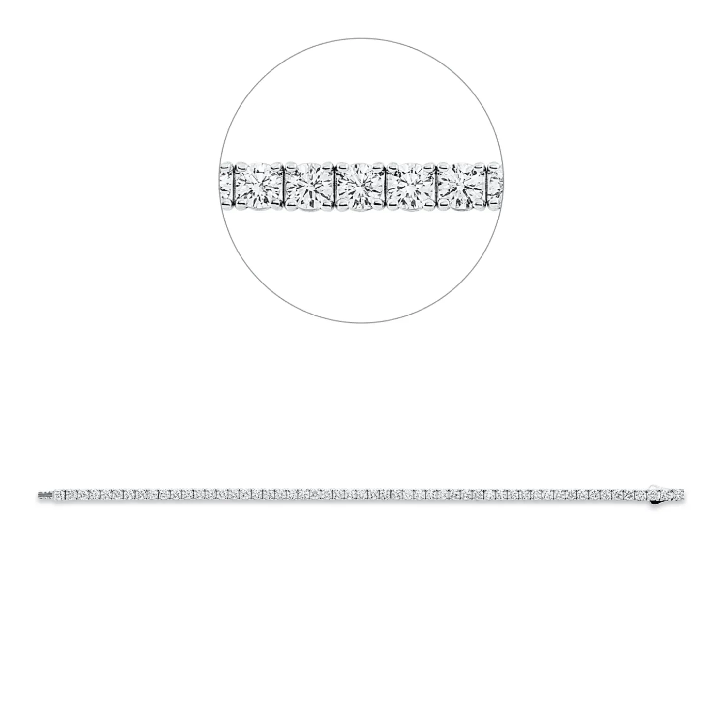 Armband aus 750 Gold Weißgold 54 Brillanten 5ct TW-SI L:18cm 4er-Krappe