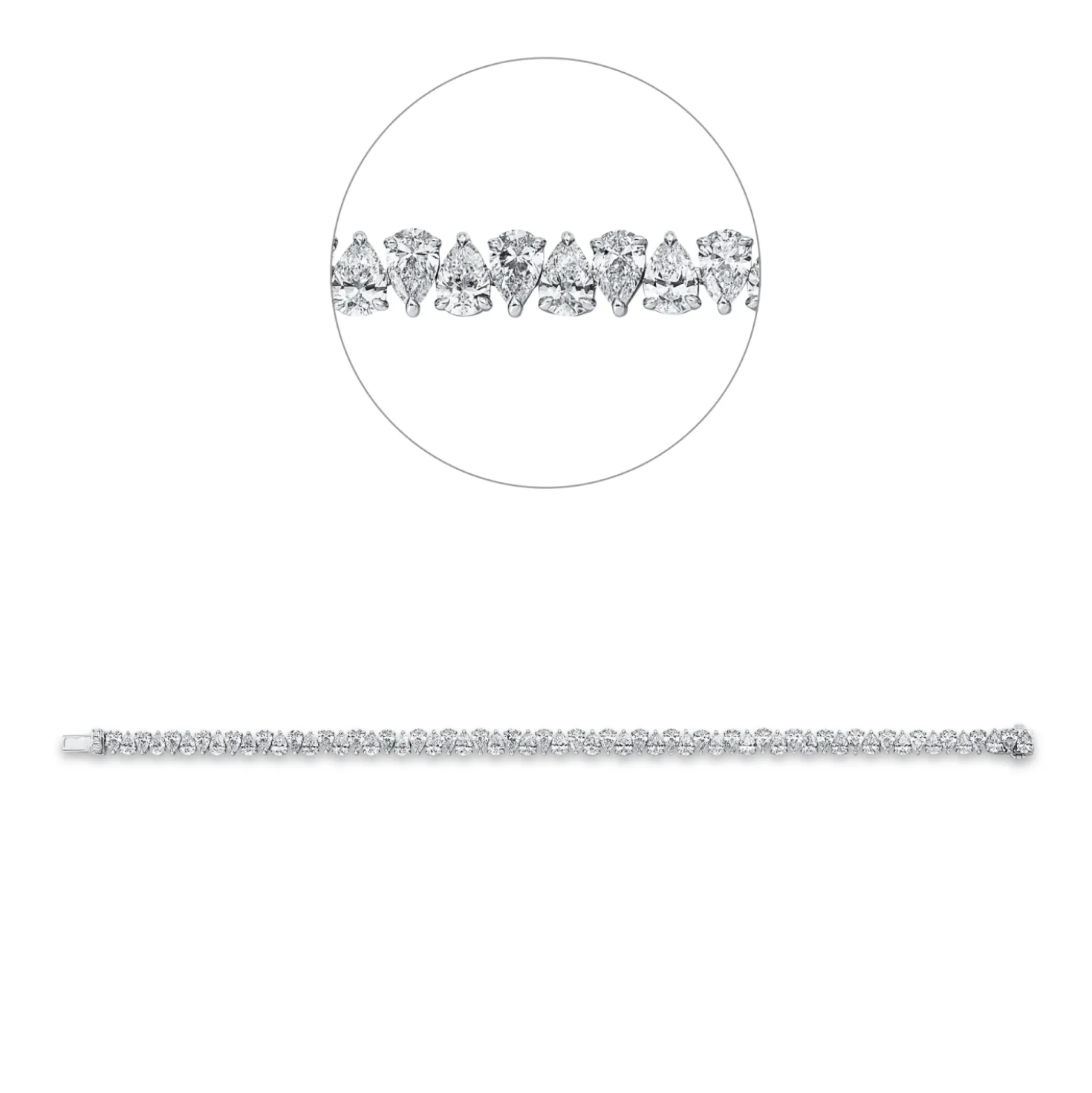 Armband aus 750 Gold Weißgold 63 Diamanten 9,18ct L:17,5cm 3er-Krappe