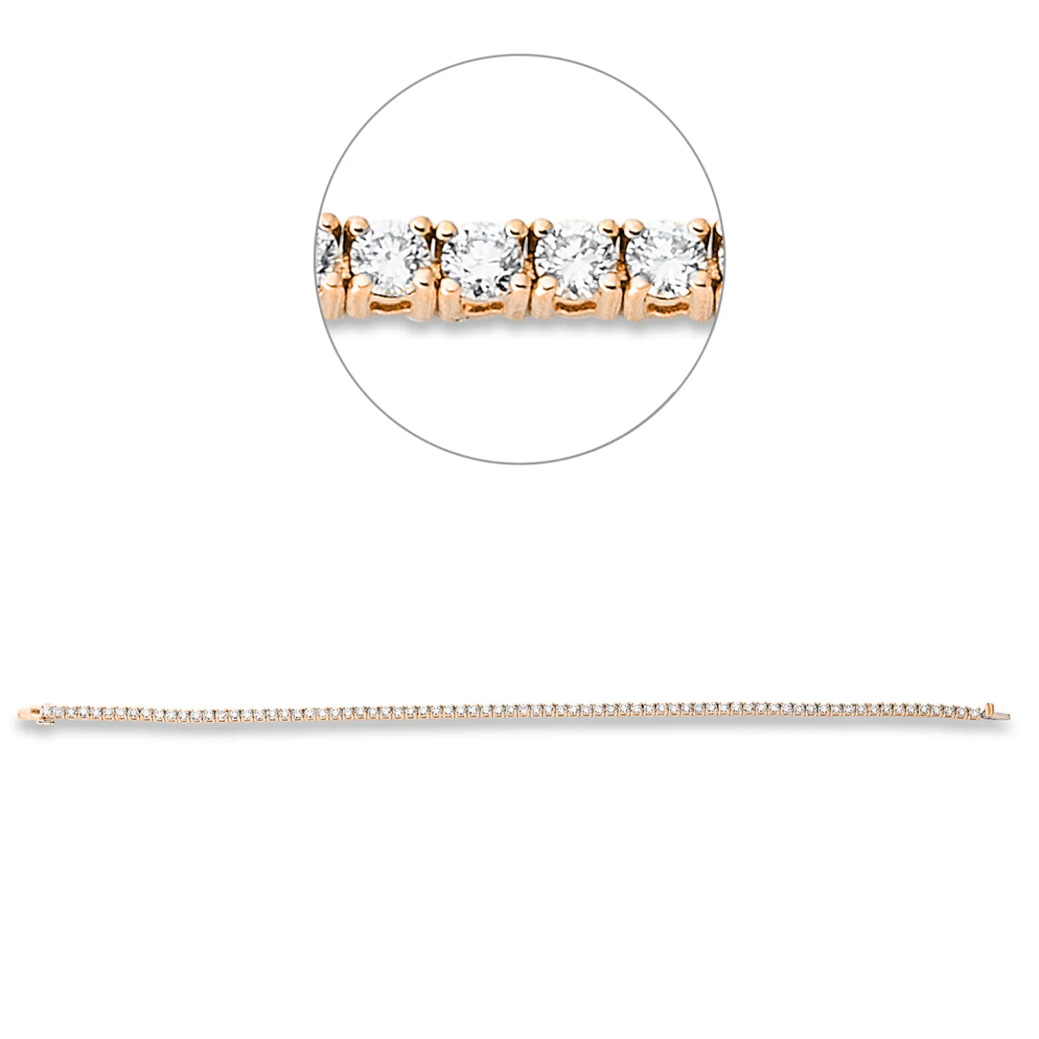 Armband aus 750 Gold weiß/rot 75 Brillanten 2,49ct TW-SI B:1,9mm L:17,8cm