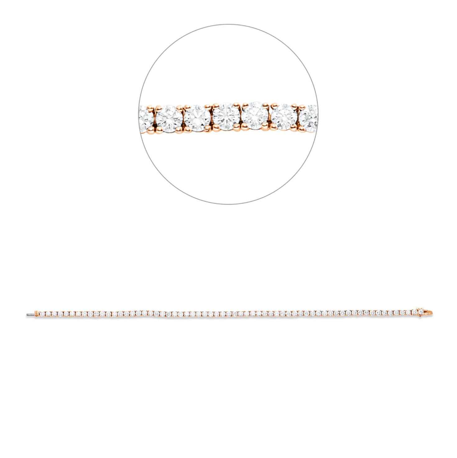 Armband aus 750 Gold weiß/rot 64 Brillanten 4,06ct TW-SI L:17,8cm 4er-Krappe