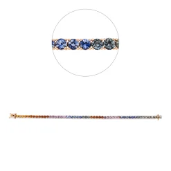 Armband aus 750 Gold weiß/rot 53 Saphire 7,42ct mehrfarbig L:17,2cm