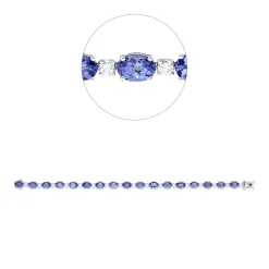 Armband aus 950 Gold weiß 17 Tansanite 13,3ct blau 17 Brillanten 1,51ct TW-SI
