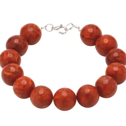 Armband aus Koralle Schaumkoralle & 925 Silber, Kugelarmband, 14mm, glatt