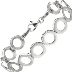 Armband aus Kreisen 925 Silber teilmatt 19cm Armschmuck Armkette rhodiniert