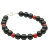Armband aus Onyx & Koralle, 925 Silber, schwarz rot, 20cm Armkette Armschmuck