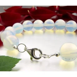 Armband aus Opalit - Mondstein & 925 Silber, Armschmuck, Damen