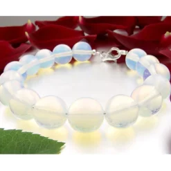 Armband aus Opalit - Mondstein & 925 Silber, Armschmuck, Damen